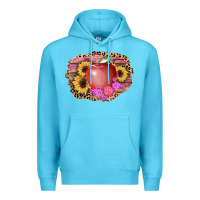 Ocean Blue apple sunflower back to school background Premium Hoodie - AdoDesignShop