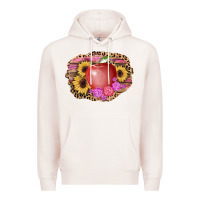 Pale Pink apple sunflower back to school background Premium Hoodie - AdoDesignShop