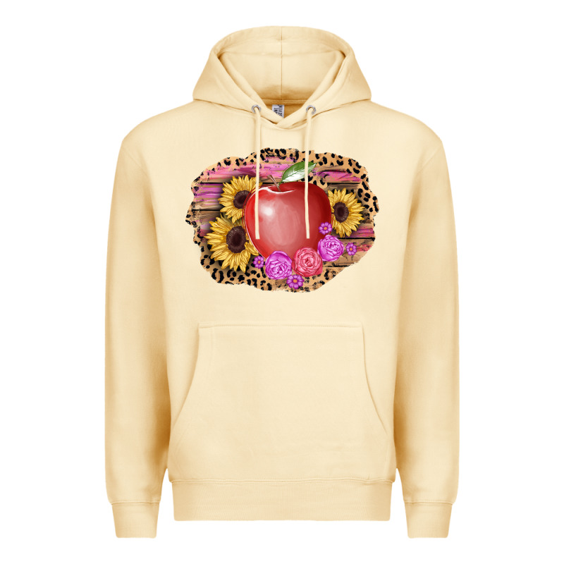 Apple Sunflower Back To School Background Premium Hoodie by AdoDesignShop | Teevron
