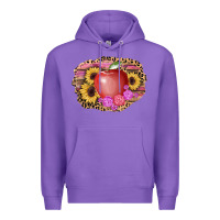 Purple apple sunflower back to school background Premium Hoodie - AdoDesignShop