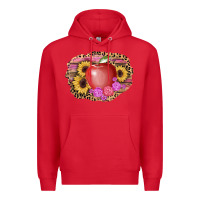 Red apple sunflower back to school background Premium Hoodie - AdoDesignShop
