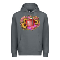 Rock apple sunflower back to school background Premium Hoodie - AdoDesignShop