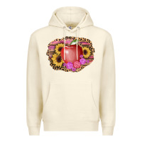 Sandshell apple sunflower back to school background Premium Hoodie - AdoDesignShop