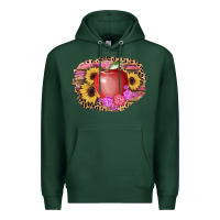 Sports Green apple sunflower back to school background Premium Hoodie - AdoDesignShop