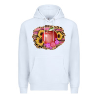 White apple sunflower back to school background Premium Hoodie - AdoDesignShop