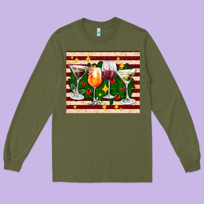 Christmas Cocktail Long Sleeve Tee Designed By Adodesignshop