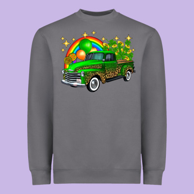 St Patricks Shamrock Gold Rainbow Balloon Candy Truck Heavyweight Sweatshirt Designed By Fadigitalartstudio
