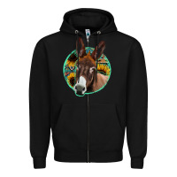 Black aztec backsground donkey Zipper Hoodie - Jasminsmagicworld