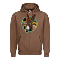 Chestnut aztec backsground donkey Zipper Hoodie - Jasminsmagicworld