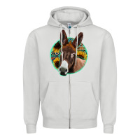 Dove Grey aztec backsground donkey Zipper Hoodie - Jasminsmagicworld