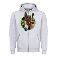 Heather Grey aztec backsground donkey Zipper Hoodie - Jasminsmagicworld