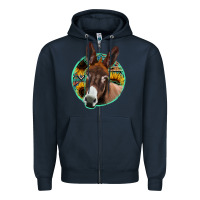 Navy aztec backsground donkey Zipper Hoodie - Jasminsmagicworld