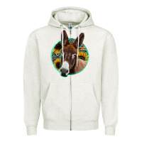 Oatmeal Heather aztec backsground donkey Zipper Hoodie - Jasminsmagicworld
