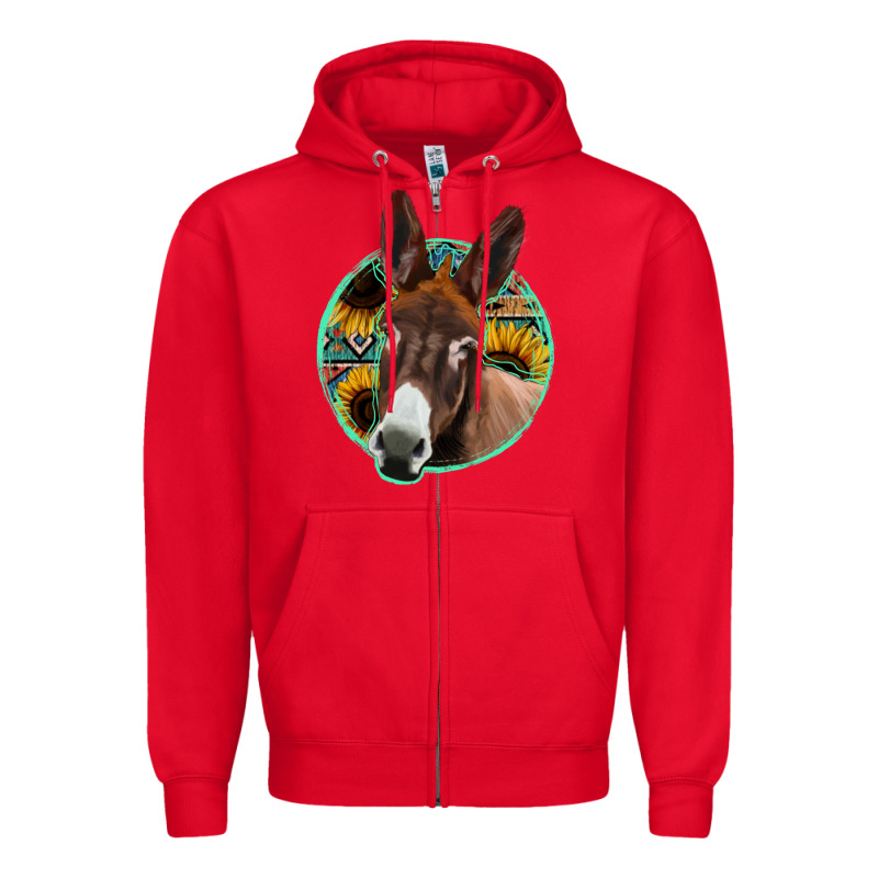 Aztec Backsground Donkey Zipper Hoodie by Jasminsmagicworld | Teevron