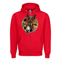 Red aztec backsground donkey Zipper Hoodie - Jasminsmagicworld