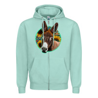 Seafoam aztec backsground donkey Zipper Hoodie - Jasminsmagicworld
