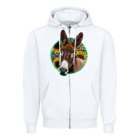 White aztec backsground donkey Zipper Hoodie - Jasminsmagicworld