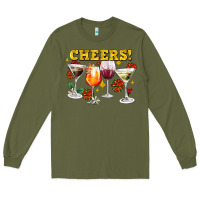 Army Green Cheers Christmas Coctail Long Sleeve Tee - AdoDesignShop