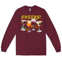 Burgundy Cheers Christmas Coctail Long Sleeve Tee - AdoDesignShop