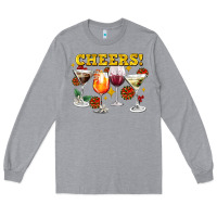 Heather Grey Cheers Christmas Coctail Long Sleeve Tee - AdoDesignShop
