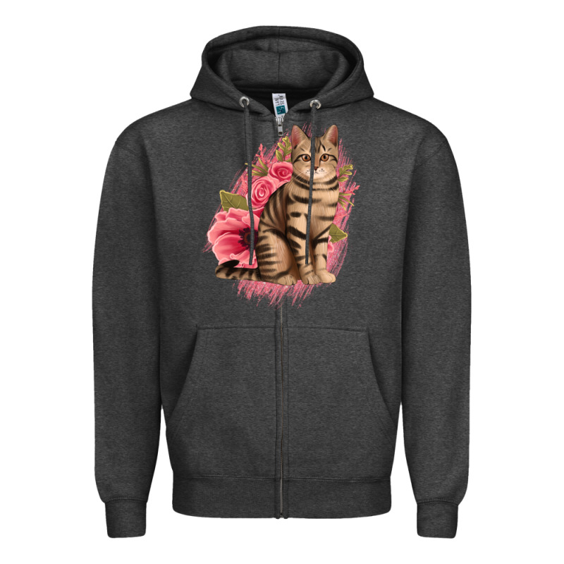 Floral Cat Zipper Hoodie by Jasminsmagicworld | Teevron