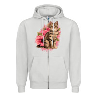 Dove Grey floral cat Zipper Hoodie - Jasminsmagicworld