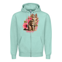 Seafoam floral cat Zipper Hoodie - Jasminsmagicworld
