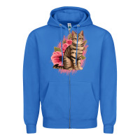 True Royal floral cat Zipper Hoodie - Jasminsmagicworld