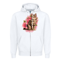 White floral cat Zipper Hoodie - Jasminsmagicworld