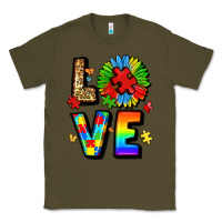 Army Green autism love Classic Tee - LillyAllenDesigns