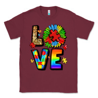 Burgundy autism love Classic Tee - LillyAllenDesigns