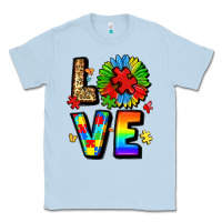 Dusty Blue autism love Classic Tee - LillyAllenDesigns