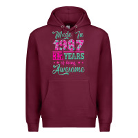 Burgundy made in 1987, 35 years of being awesome Premium Hoodie - Jasminsmagicworld