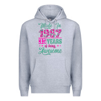 Heather Grey made in 1987, 35 years of being awesome Premium Hoodie - Jasminsmagicworld