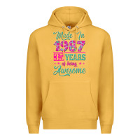 Mustard made in 1987, 35 years of being awesome Premium Hoodie - Jasminsmagicworld