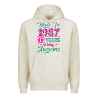 Oatmeal Heather made in 1987, 35 years of being awesome Premium Hoodie - Jasminsmagicworld