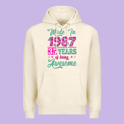 Made In 1987, 35 Years Of Being Awesome Premium Hoodie Designed By Jasminsmagicworld