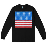 Black Glitter 4th Of July Seamless Pattern Long Sleeve Tee - BundleAndBundleShop