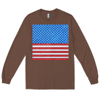 Chestnut Glitter 4th Of July Seamless Pattern Long Sleeve Tee - BundleAndBundleShop