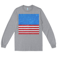 Heather Grey Glitter 4th Of July Seamless Pattern Long Sleeve Tee - BundleAndBundleShop