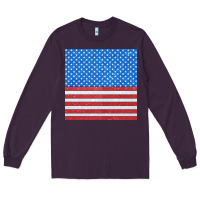 Plum Glitter 4th Of July Seamless Pattern Long Sleeve Tee - BundleAndBundleShop