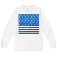 White Glitter 4th Of July Seamless Pattern Long Sleeve Tee - BundleAndBundleShop