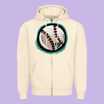Glitter Baseball Zipper Hoodie Designed By Jasminsmagicworld