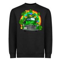 Black st patricks shamrock gold rainbow truck Heavyweight Sweatshirt - FaDigitalArtStudio