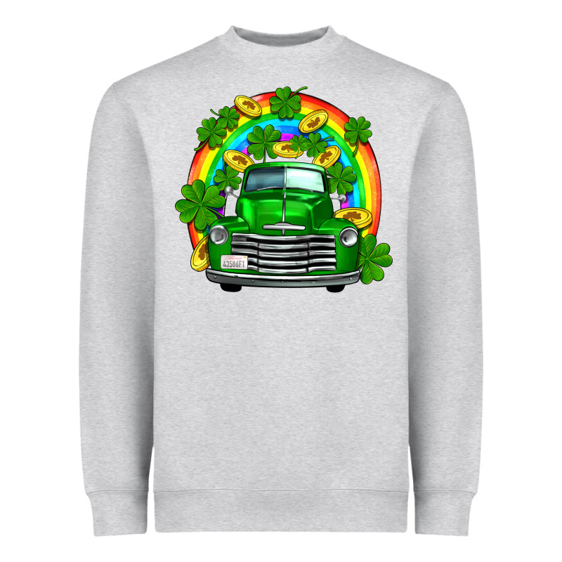 St Patricks Shamrock Gold Rainbow Truck Heavyweight Sweatshirt by FaDigitalArtStudio | Teevron