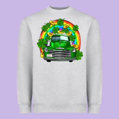 St Patricks Shamrock Gold Rainbow Truck Heavyweight Sweatshirt Designed By Fadigitalartstudio