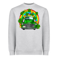 Heather Grey st patricks shamrock gold rainbow truck Heavyweight Sweatshirt - FaDigitalArtStudio
