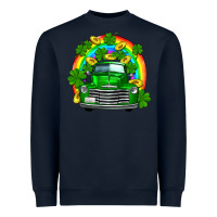 Navy st patricks shamrock gold rainbow truck Heavyweight Sweatshirt - FaDigitalArtStudio