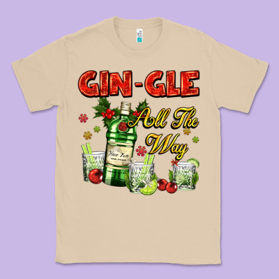 Gin`gle All The Way With Bottle And Cocktails Classic Tee Designed By Adodesignshop