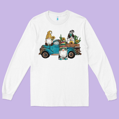 Western Gnomes Truck Sunflowers Cactus Gemstone Leopard Glitter Serape Long Sleeve Tee Designed By Artiststas